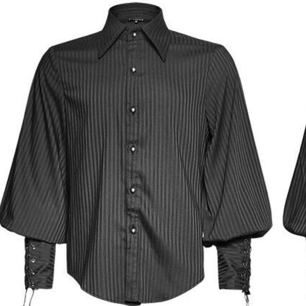 Punk Rave Men's Gothic Black Stripe shirt